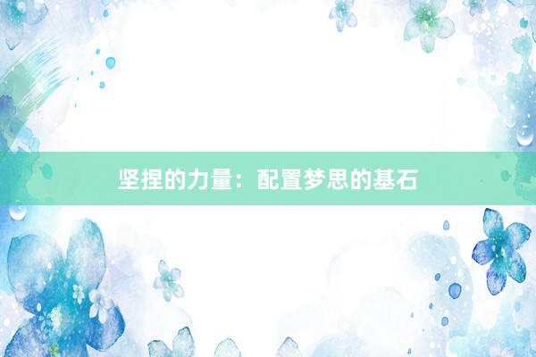 坚捏的力量：配置梦思的基石